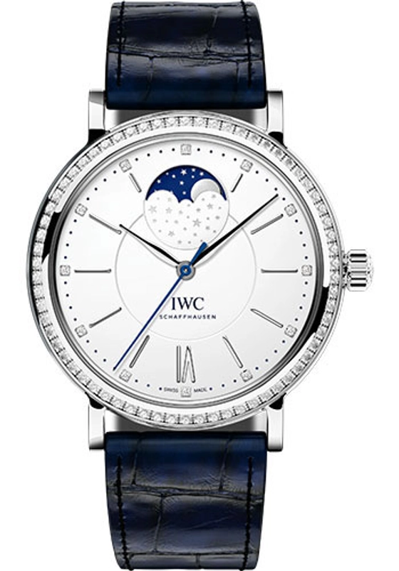 Iwc Portofino Automatic Moon Phase 37 Silver Dial on Leather Strap Ref. IW459008 — Saleh Jewelers