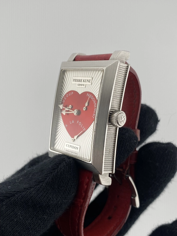 Pierre Kunz Cupidon Red Heart Dial on Leather Ref. PKM102STR Complete 2007 view 3