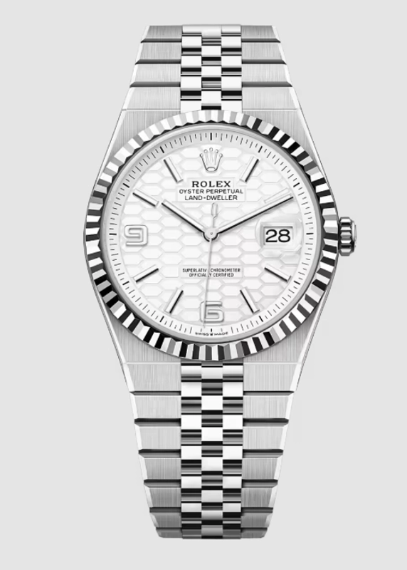 Rolex Land-Dweller White Honeycomb Dial on Flat Jubilee Ref. 127334 Card 2026