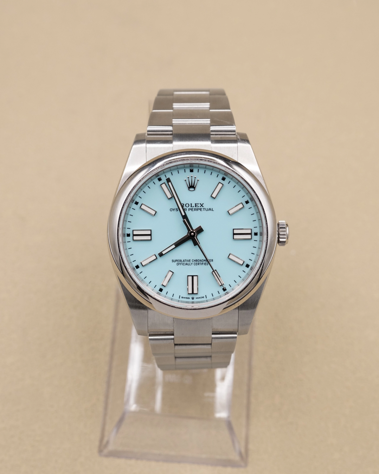 2021 Rolex Turquoise Blue Index Dial Complete 124300