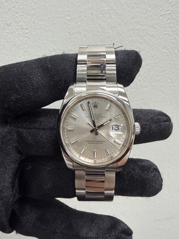 Rolex Oyster Perpetual Date Silver Stick Dial on Oyster Ref. 115200 Card 2012 view 2