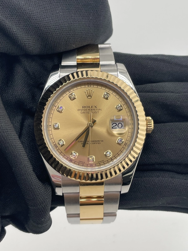 Rolex Datejust II Champagne Diamond Dial on Oyster Ref. 116333 Card 2019 view 2