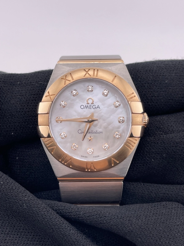 Omega Constellation M.O.P Diamond Dial on Pink Gold & Stainless Steel Bracelet Ref. 123.20.24.60.55.001 view 3