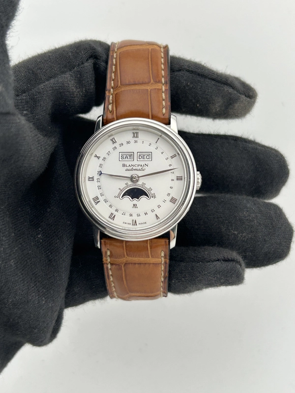Blancpain Villeret Triple Calender White Roman Numerals Dial on Leather Strap / Ss Buckle Ref. B6553.1127A.55 Complete 2004 view 2
