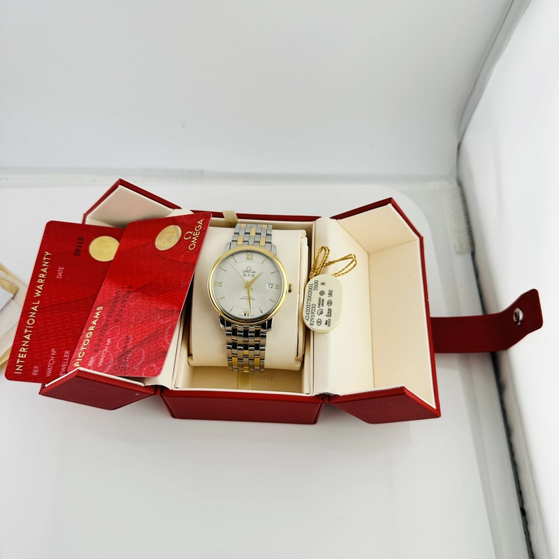 Omega De Ville Silver Dial on 2 Tone Bracelet Ref. 424.20.37.20.02.001 Card Open Date view 8