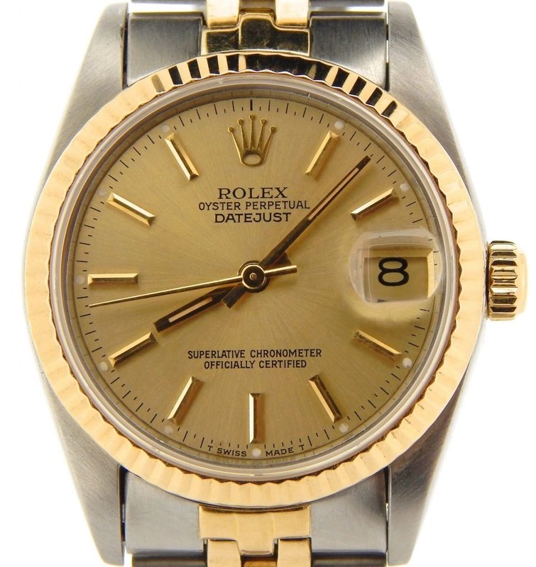 Rolex Datejust 31 Champagne Stick Dial on Jubilee Ref. 68273 Papers 1988