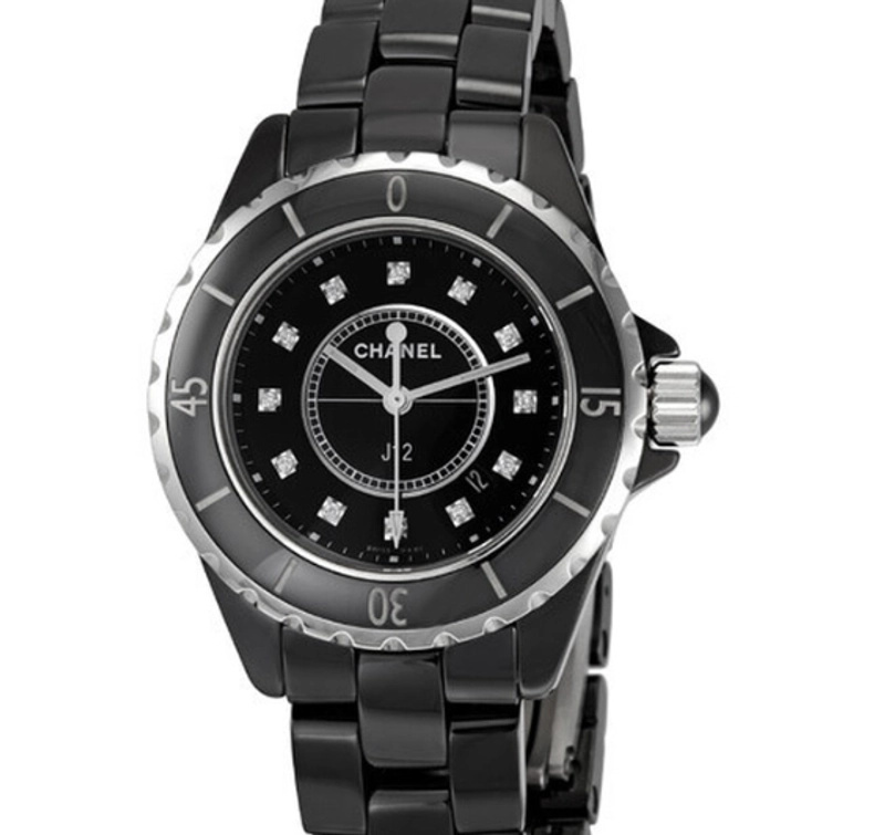Chanel J12 Black With Factory Diamonds Dial on Bracelet Ref. H1625 Complete 2005