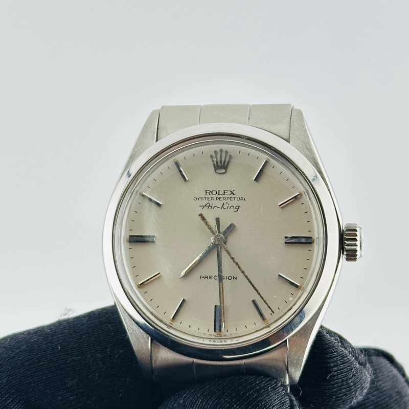 Rolex Air-King Silver Dial on Folded Oyster Ref. 5500 Papers 1977 view 3