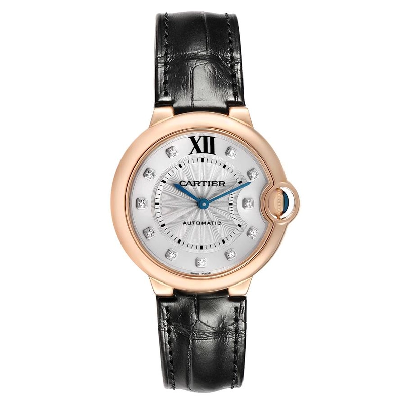 Cartier Ballon Bleu Silver Factory Diamond Dial on Leather Ref. 3003/WE902028 Papers 2012