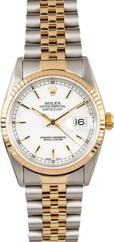 Rolex Datejust White Stick Dial on Oyster Ref. 16233 Papers 2004