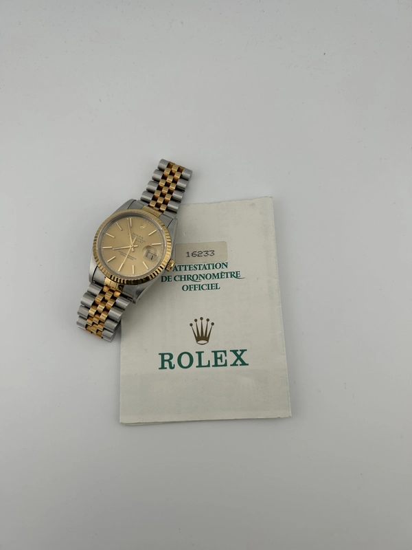Rolex Datejust Champagne Stick Dial on D Link Jubilee Ref. 16233 Papers 1994 view 7