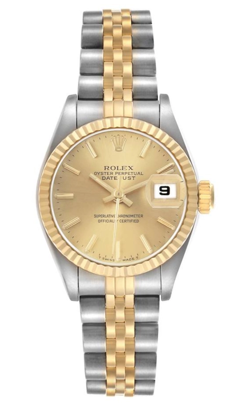 Rolex Datejust Lady Champagne Stick Dial on Jubilee Ref. 69173 Open Date — Saleh Jewelers