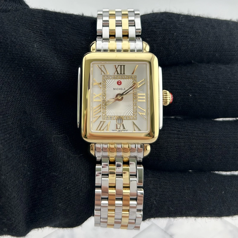 Michele Deco Madison Silver Set With Diamonds Dial Ref. MWW06G000013 Card Open Date view 2