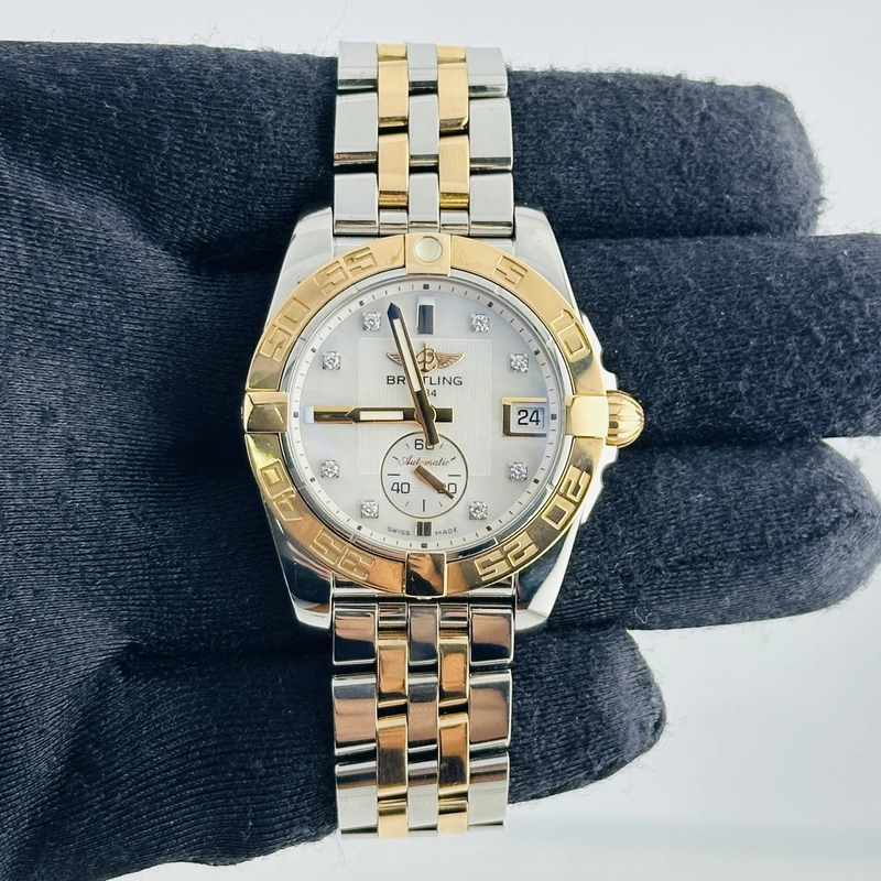 Breitling Galactic Factory White Mop Diamond Dial on 2 Tone Bracelet Ref. C37330121A2C1 view 3