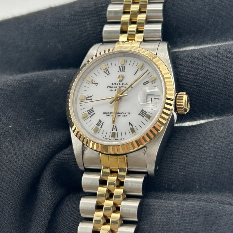 Rolex Datejust White Roman Dial on D Link Jubilee Bracelet Ref. 68273 1991 view 3