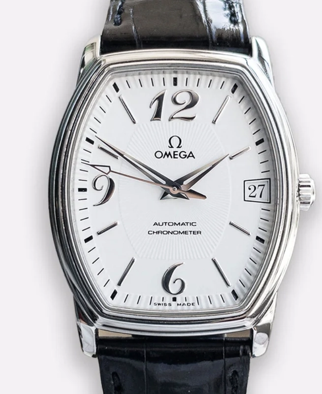 Omega De Ville Prestige Tonneau Cream Dial on Black Leather Strap Ref. 4803.31.12