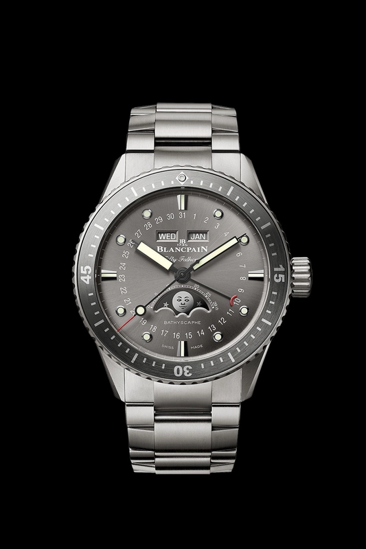 Blancpain Fifty Fathoms Bathyscaphe Quanti√®me Complet Phases de Lune Grey Meteor Dial on Titanium Ref. 5054121098S Complete 2024