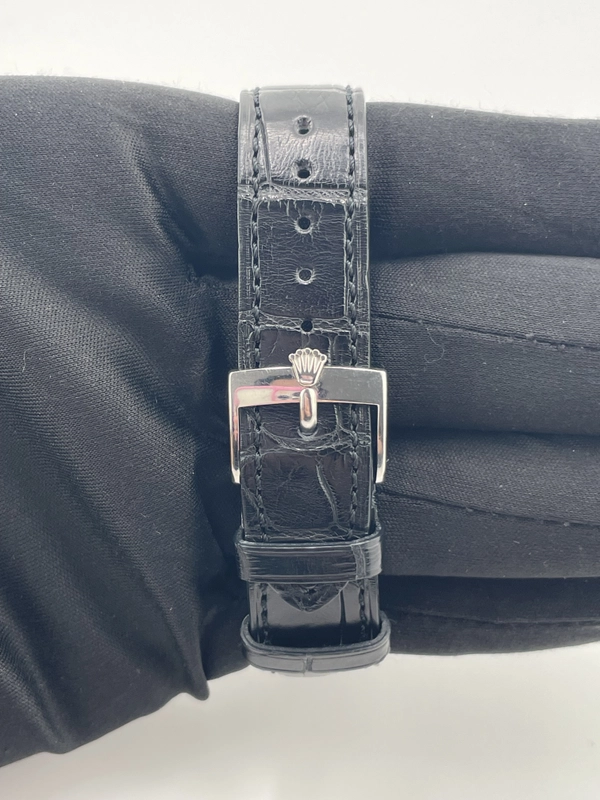 Rolex Precision Silver Stick Dial on Black Leather Strap Ref. 9829 1970 view 4