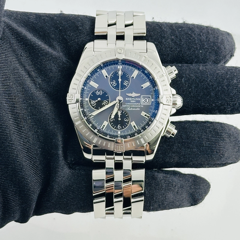 Breitling Chronomat Evolution Charcoal Grey Dial on Stainless Steel Bracelet Ref. A13356 view 3