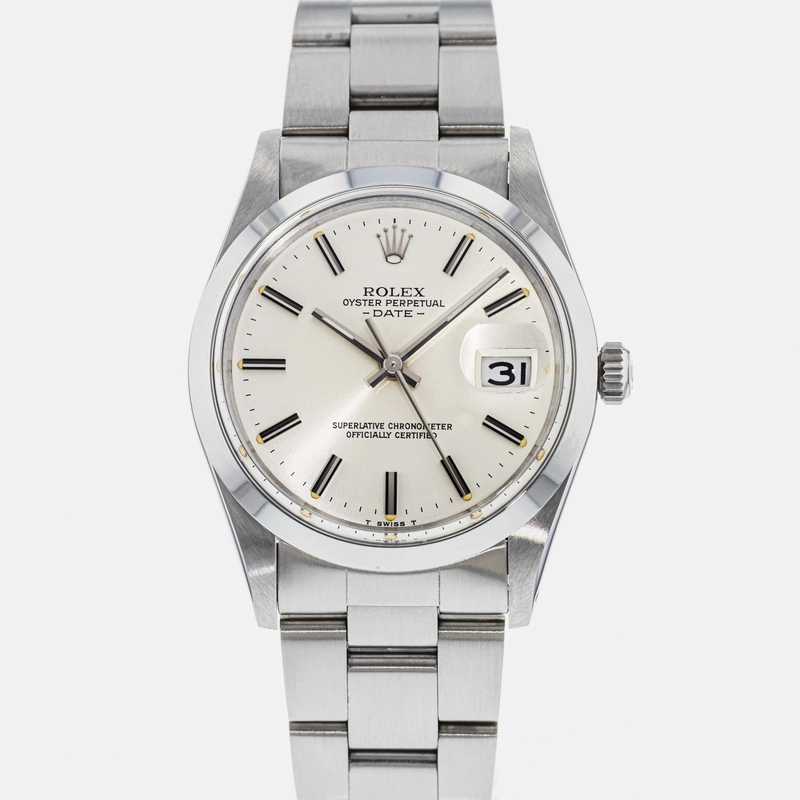 Rolex Oyster Perpetual Date Silver Stick Dial on Oyster Ref. 15000 1986