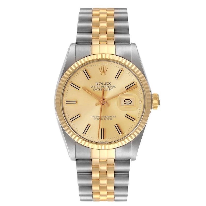 Rolex Datejust Champagne Stick Dial on D Link Jubilee Bracelet Ref. 16013 1986