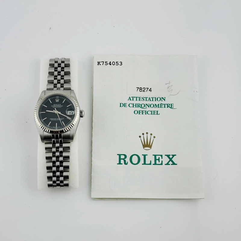 Rolex Datejust Black Dial on D Link Jubilee Ref. 78274 Papers 2002 view 7