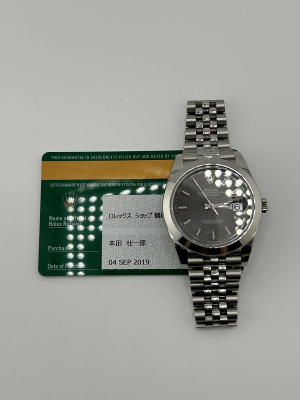 Rolex Datejust 41 Dark Rhodium Dial on Jubilee Ref. 126300 Card 2019 view 8