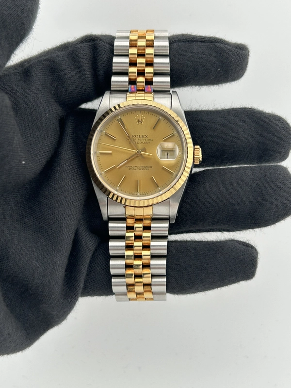 Rolex Datejust Champagne Stick Dial on D Link Jubilee Ref. 16233 Papers 1994 view 2