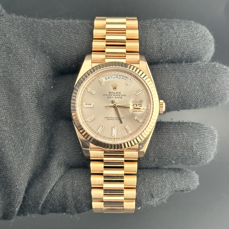 Rolex Day Date Sundust Baguette Dial on President Bracelet Ref. 228235 Card 2017 view 2