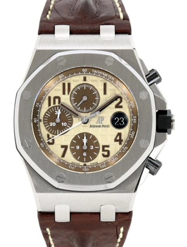 Audemars Piguet Offshore Selfwinding Chronograph Ivory / Cream Dial on Leather Strap Ref. 26470ST.OO.A801CR.01 Complete 2016