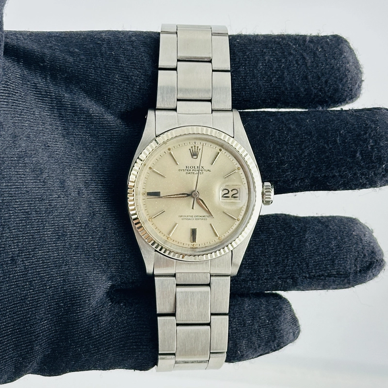 Rolex Datejust Silver Stick / Has Spots Dial on Folded Oyster Ref. 1601 1963 view 2