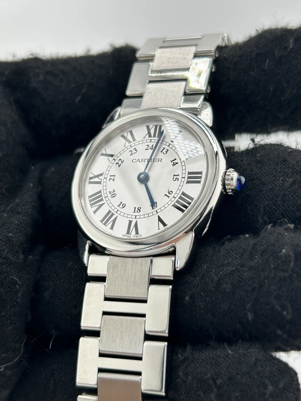 Cartier Ronde Solo SM Silver Roman Numerals Dial on Stainless Steel Bracelet Ref. W6701004 Papers 2015 view 3
