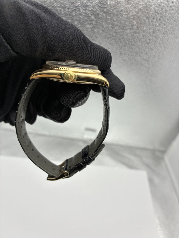 Rolex Oyster Perpetual Date Champagne Stick Dial on Generic Leather Band Ref. 1503 view 5