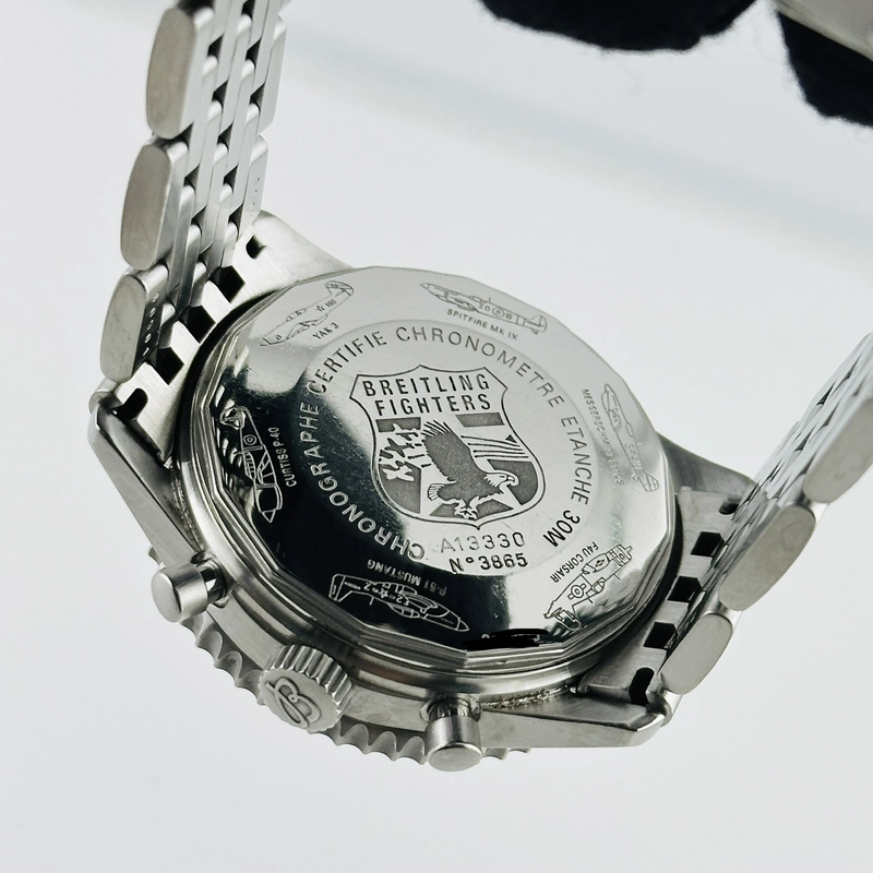 Breitling Navitimer Fighter Black Dial on Stainless Steel Bracelet Ref. A13330 Card 2001 view 7