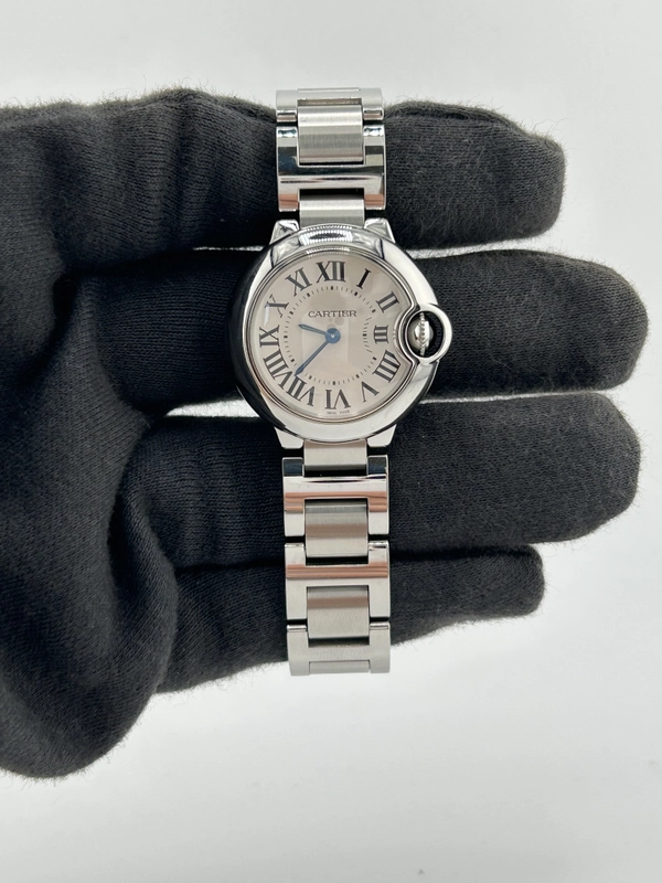 Cartier Ballon Bleu Silvered Opaline Dial on Stainless Steel Bracelet Ref. W69010Z4 view 2