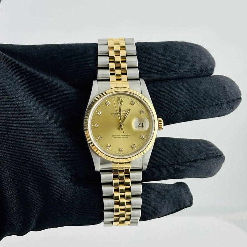 Rolex Datejust Champagne Diamond Factory Dial on D Link Jubilee Ref. 16233 1991 view 2