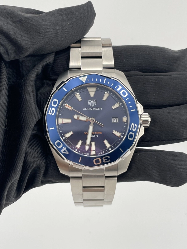 Tag Heuer Aquaracer Blue Dial on Stainless Steel Bracelet Ref. WAY101C.BA0746 Complete 2023 view 2