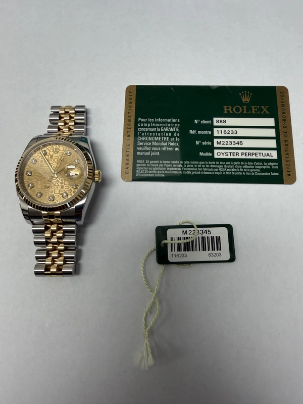 Rolex Datejust Gold Anniversary Diamond Dial Dial on Jubilee Ref. 116233 Card 2008 view 5