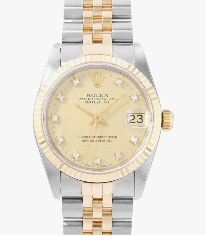 Rolex Datejust 31 Gold Dial on Jubilee Ref. 68273G Papers Open Date view 2