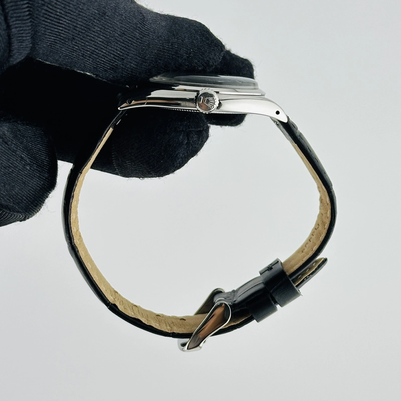Rolex Oyster Precision Refinished Black Dial on Generic Leather Band Ref. 6422 1958 view 5