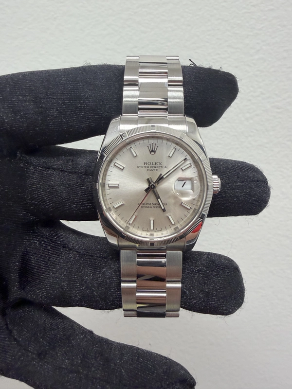 Rolex Oyster Perpetual Date Silver Stick Dial on Oyster Ref. 115210 Card 2009 view 2