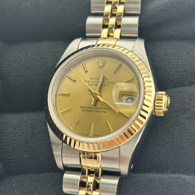 Rolex Datejust Lady Champagne Stick Dial on D Link Jubilee Bracelet Ref. 69173 1992 view 2