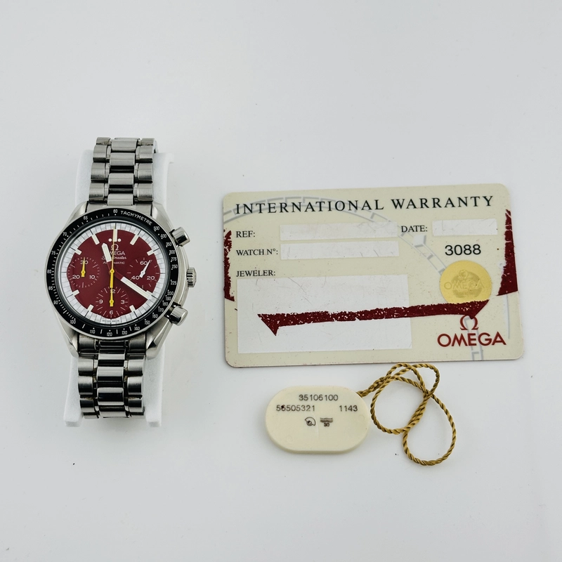 Omega Speedmaster Red Red Arabic Dial on Stainless Steel Bracelet Ref. 3510.61 Card Open Date view 7