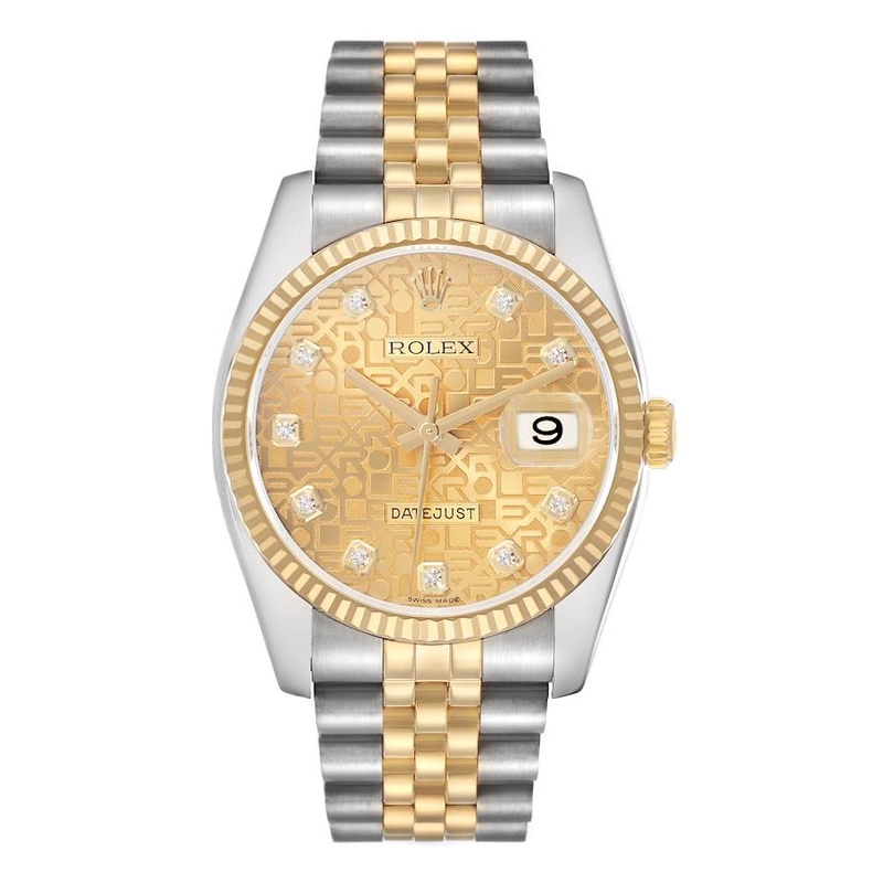 Rolex Datejust Champagne Anniversary Factory Diamond Dial Dial on D Link Jubilee Hidden Clasp Bracelet Ref. 116233G 1991