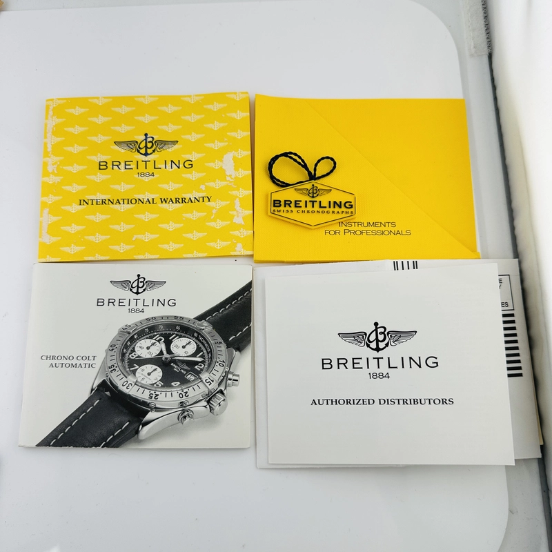 Breitling Colt Chronograph Black Arabic Numerals Dial on Stainless Steel Bracelet Ref. A13035.1 Complete 1996 view 4