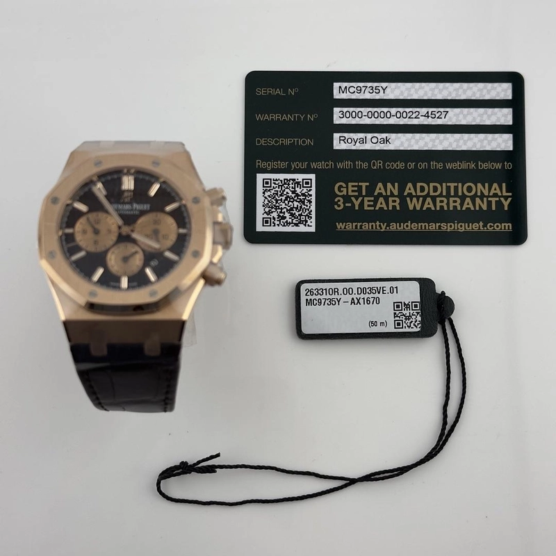 Audemars Piguet Royal Oak Chrono Brown Dial on Leather Ref. 26331OR.OO.D821CR.01 Card 2021 view 5