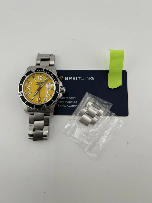 Breitling Superocean Yellow Dial on Stainless Steel Bracelet Ref. A17367 Card view 7