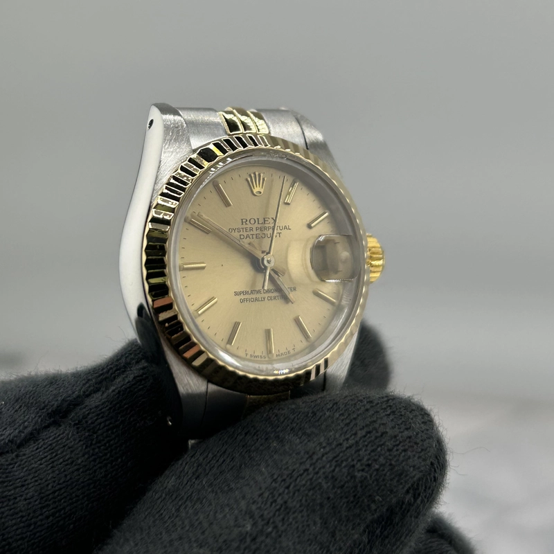 Rolex Datejust Lady Champagne Stick Dial on D Link Jubilee Ref. 69173 1987 view 3