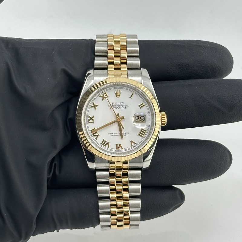 Rolex Datejust White Roman Dial on 2 Tone Jubilee D Link Bracelet Ref. 116233 Card 2010 view 2