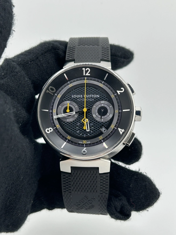 Louis Vuitton Tambour Moon Dark Gray Dial on Black Rubber Band Ref. Q8D40 view 2